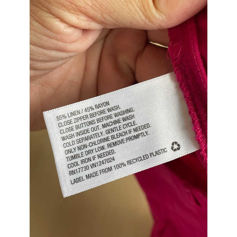 A New Day Target Linen Blend Hot Pink Magenta Pleated High Waisted Shorts Size 2 - Picture 8 of 13